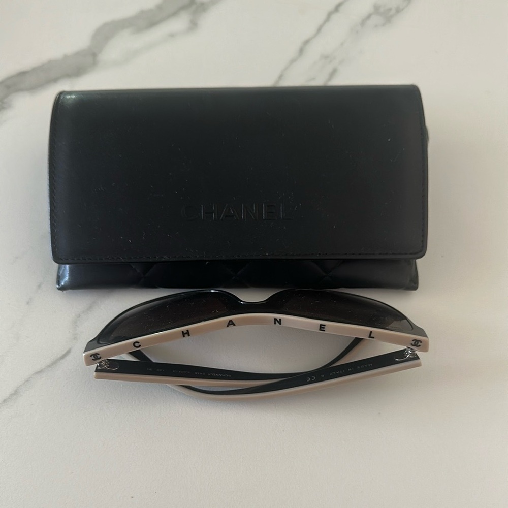 CHANEL Acetate Logo Shield Sunglasses 5418 in Black